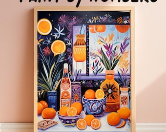 Still Life Paint by Numbers Kit: Mediterranean Oranges & Pottery DIY Acrylic Painting