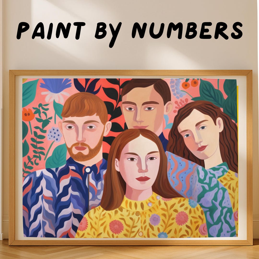 Modern Family Portrait Paint by Numbers Kit, Colorful Figurative Faces ...