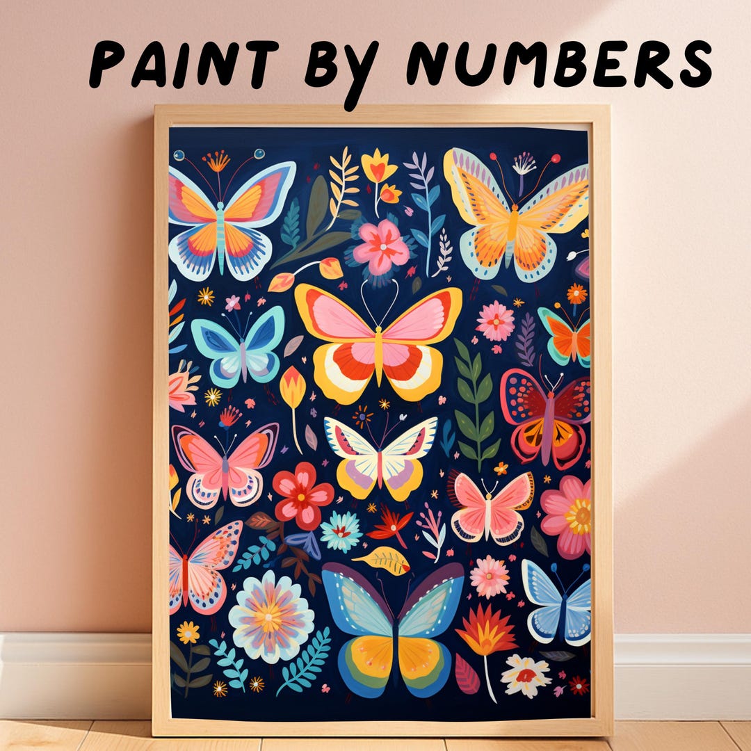 Whimsical Butterfly Paint by Number Kit Colorful Butterflies and ...