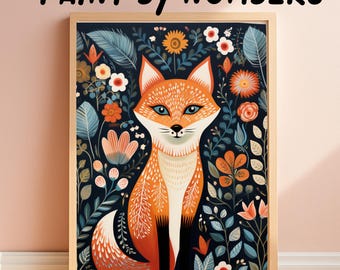 Woodland Fox Paint by Numbers Kit: DIY Acrylic Painting for Adults