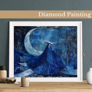 Kit de Pintura Diamante Feiticeira da Lua: Arte Lunar Mística Faça Você Mesmo