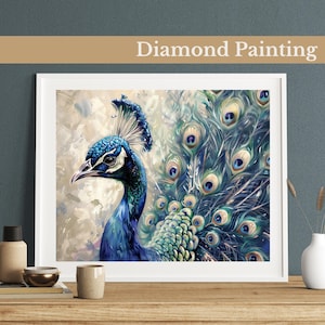 Peacock Elegance Diamond Painting Kit,Gem Art Kits For Adults And Kids, Diy Rhinestones Art Diamond Painting Art, Home Wall Decor