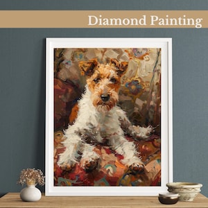 Fox Terrier Fancy Diamond Painting Kit, Gem Art Kits For Adults And Kids, Diy Rhinestones Art Diamond Painting Art, Home Wall Decor