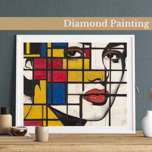 Geometric Portrait Diamond Painting Kit: DIY Modern Wall Art