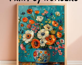 Floral Vase Paint by Numbers Kit, DIY Acrylic Painting