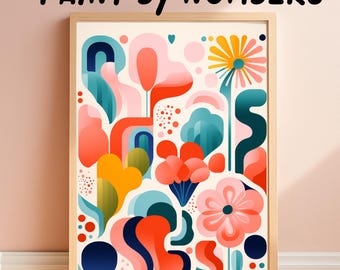 Abstract Floral Paint by Numbers Kit, Geometric DIY Painting