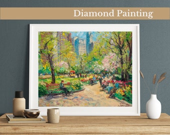 City Park Serenity Diamond Painting Kit, Urban Greenery DIY Gem
