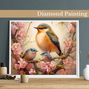 Diamond Painting: Spring Nest of Love&quot;Diamond Painting Kit, Mother&#39;s Day Gift, Birds Painting, Nature Art, DIY Full Drill Mosaic