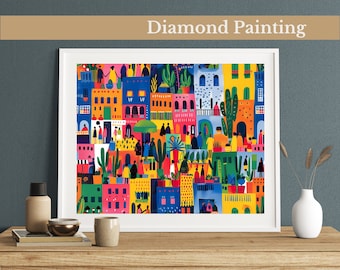 Bustling Market Day Diamond Painting Kit, Matisse Style, Gem Art For Adults & Kids, DIY Rhinestone Art, Handmade Wall Art Décor, Gift Ideas