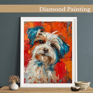 Colorful Canine Diamond Painting Kit,Gem Art Kits For Adults And Kids, Diy Rhinestones Art Diamond Painting Art, Home Wall Decor