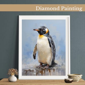 Kit de pintura de diamante Penguin Majesty, kits de arte de pedras preciosas para adultos e crianças, arte de pintura de diamante DIY com strass, decoração de parede para casa