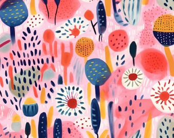 Abstract Floral Paint by Numbers Kit for Adults, Modern Botanical Flower DIY Painting, Colorful Canvas Wall Decor Gift