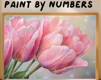 Paint by Numbers Kit, Delicate Tulip Elegance, Pink Floral Wall Decor