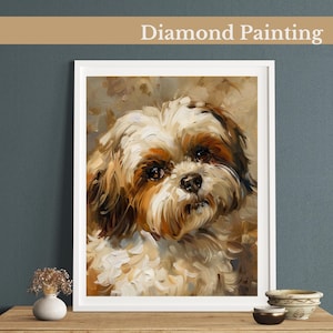 Charming Shih Tzu Delight Diamond Painting Kit, Gem Art Kits For Adults And Kids, Diy Rhinestones Art Diamond Painting Art, Home Wall Decor