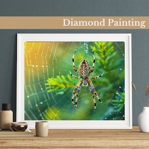Kit de pintura com diamantes Spider&#39;s Web Artistry, fotografia realista, arte faça você mesmo para decoração de casa, arte com pedras preciosas para adultos e crianças, impressões de arte realistas