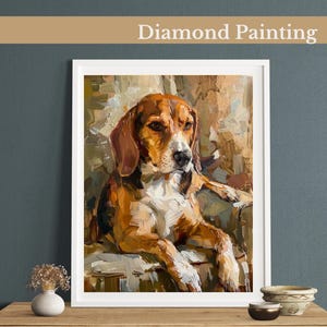 Kit de pintura de diamante Serene Beagle, kits de arte de pedras preciosas para adultos e crianças, arte de pintura de diamante com strass faça você mesmo, decoração de parede para casa