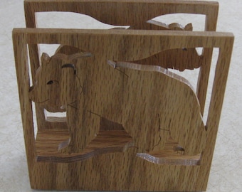 Oak Bear Napkin Holder