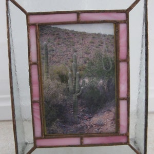 Stained Glass Portrait Picture Frame, Pink Border image 1