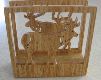 Oak Elk Napkin Holder