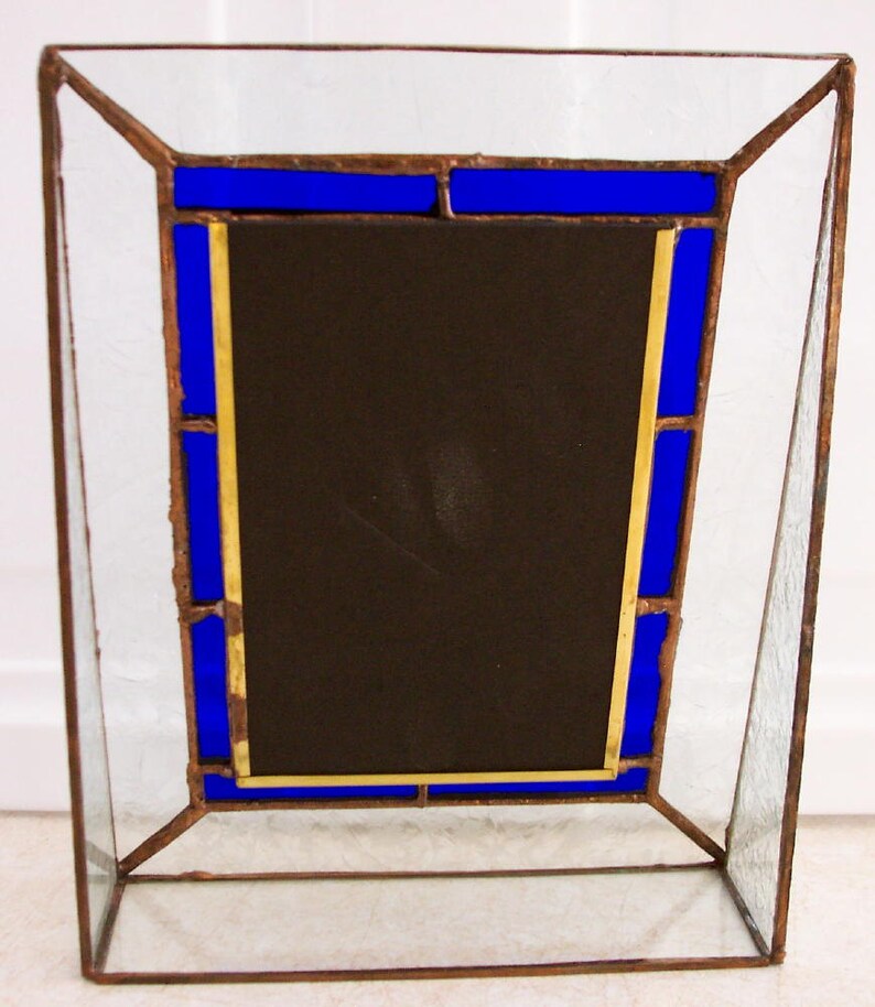 Stained Glass Picture Frame Blue Border | Etsy