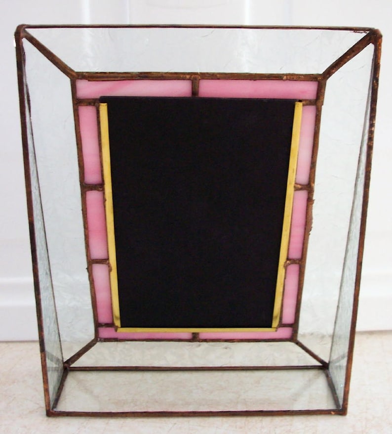 Stained Glass Portrait Picture Frame, Pink Border image 2