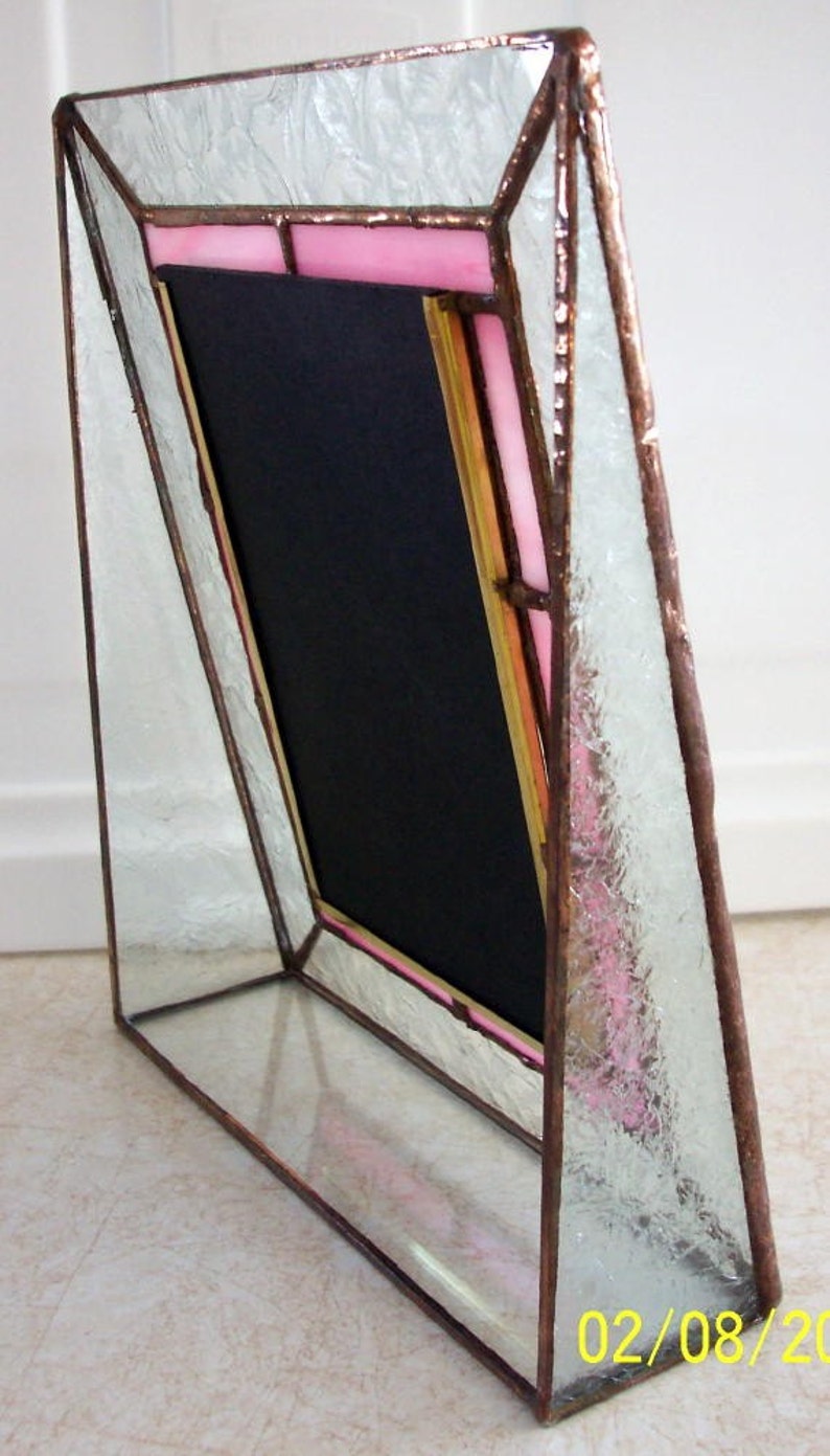 Stained Glass Portrait Picture Frame, Pink Border image 3