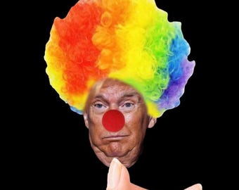 Pegatina de vinilo impermeable con la imagen del payaso Trump, regalo anti-Trump (3,5 pulgadas)