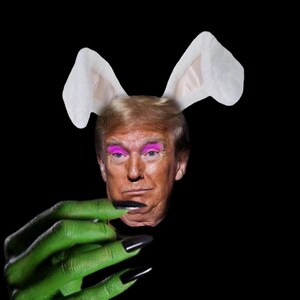 Trump Easter Bunny Vinyl Sticker, Anti Trump Anti MAGA Custom Water Resistant 3” Sticker
