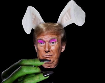 Adhesivo de vinilo resistente al agua con forma de conejo de Pascua anti-Trump