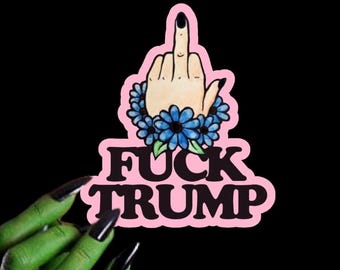 Pegatina de vinilo anti-Trump con el gesto del pájaro, resistente al agua, 4 pulgadas