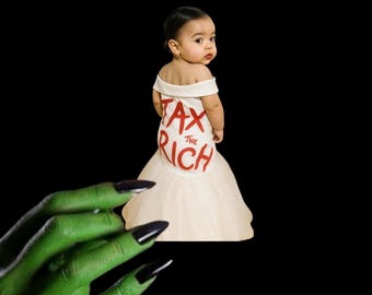 Baby AOC Tax The Rich Vinyl Sticker, Anti Trump Anti MAGA Custom Water Resistant 4” Sticker