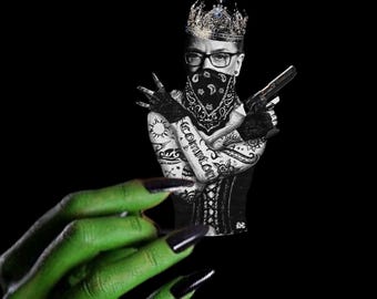 RBG Gangsta Vinyl Sticker, Custom Ruth Bader Ginsberg Water Resistant 4” Sticker