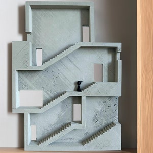 Scultura in cemento, opera d'arte, architettura, scale, brutalismo, estetica, arredamento moderno per la casa, dichiarazione di decorazione, idea regalo per amanti dell'arte, galleria