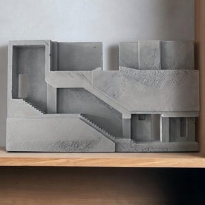 Architectonische sculptuur, betonnen huismodel | Brutalistische Bauhaus-decoratie | Minimalistisch kunstobject, plankdecoratie, cadeau