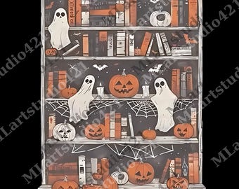 bibliothèque fantôme vintage png, bibliothécaire fantôme Halloween png, svg Halloween, svg professeur fantôme, svg fantôme livresques mignon
