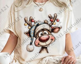 Vintage Reindeer png, Reindeer Christmas Digital, Retro Reindeer png, Merry Christmas png, Christmas Reindeer png, Reindeer png
