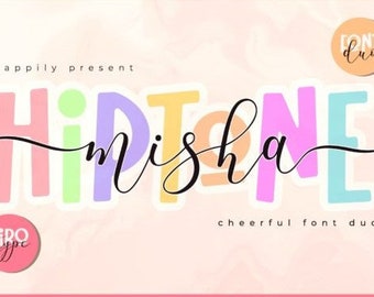 Misha Hiptone Font, Cute Duo Fonts, Rustic Fonts, Bold Fonts, Farmhouse Fonts, Country Fonts, Fonts for Cricut, Procreate Fonts