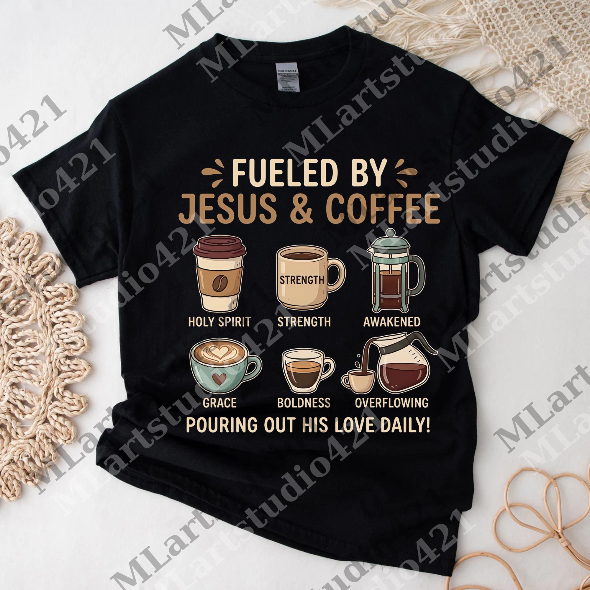Fueled by Jesus and Coffee Png, Jesus Lover Png, Coffee Lover Digital ...