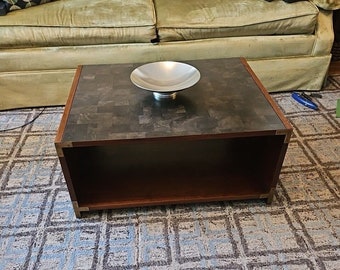 Rare table basse d'appartement moderne vtg du milieu du siècle, acclamée par lane 2 niveaux