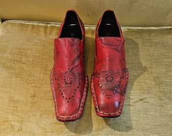Vtg fiesso aurelio garcia men square toe slip on shoes leather loafers sz 12