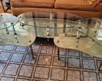 3 vtg hollywood regency italian italy glass & mirror 1960 cocktail tables