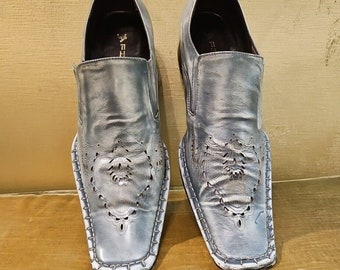 Vtg fiesso aurelio garcia men square toe slip on shoes leather loafers sz 12