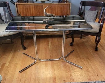 Art deco wolfgang hoffmann machine age chrome dining kitchen table