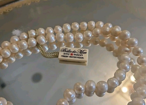 Vtg macys white cultured freshwater pearls doub s… - image 5