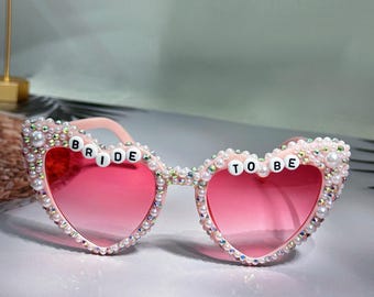 Braut Sonnenbrille, Braut Sonnenbrille, Perle Sonnenbrille Braut, Braut Herz Sonnenbrille, Brautdusche, Bachelorette Sonnenbrille