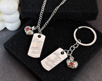 Caleb Necklace,Love and Deepspace Caleb When U Come Back Pendant, Matte Apple Tag Pendant Necklace,Caleb's Gift