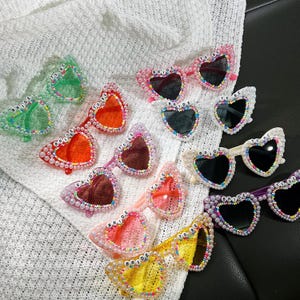 Sunglasses,custom concert heart sunglasses with crystal,Personalise Sunglasses for the Concerts Wedding Birthday Bridesmaids Party Glasses