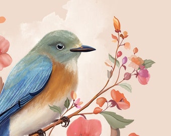 Square Greeting Card - Eastern Bluebird - Female, by Heather T.