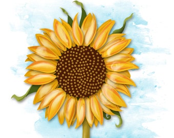 7x5 Greeting Card - Sunflower, by Heather T.