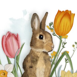 7x5 Greeting Card - Flower Bunny, by Heather T.